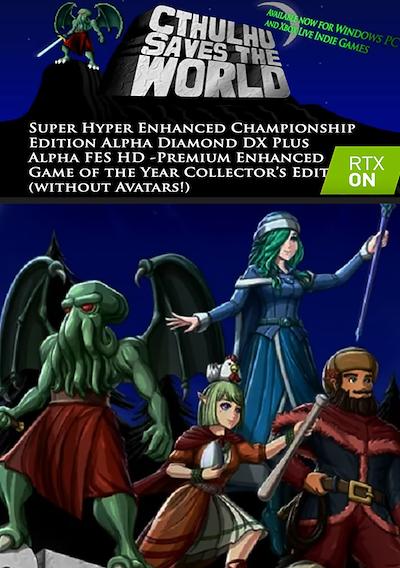 Cover image for the game Cthulhu Saves the World: Super Hyper Enhanced Championship Edition Alpha Diamond DX Plus Alpha FES HD – Premium Enhanced Game of the Year Collector’s Edition (without Avatars!)