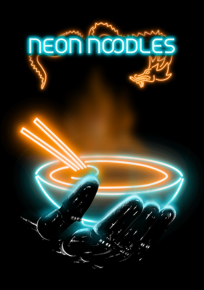 Cover image for the game Neon Noodles: Cyberpunk Kitchen Automation